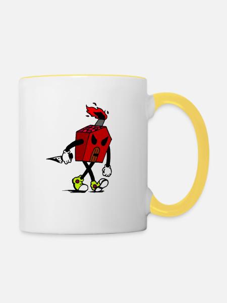 Wütendes Haus - Tasse zweifarbig - Weiß/Gelb