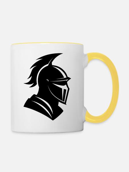 Ritterhelm - Tasse zweifarbig - Weiß/Gelb