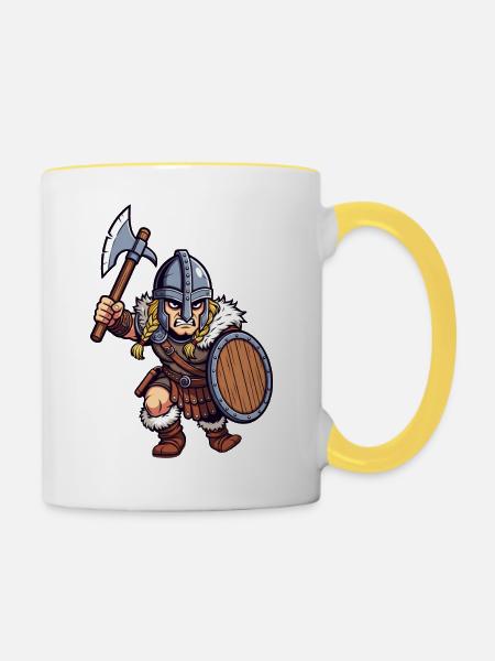 Kämpfender Germane - Tasse zweifarbig - Weiß/Gelb