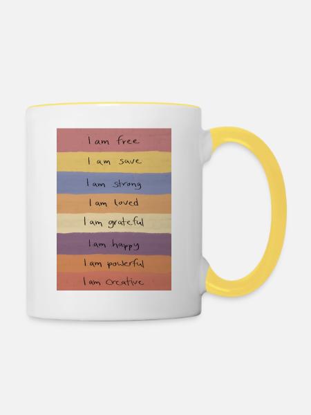 Farbband der Selbstbestimmung - Tasse zweifarbig - Weiß/Gelb