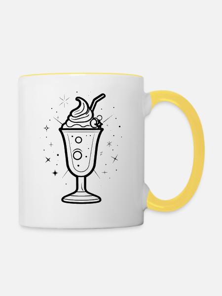 Eisbecher Zeichnung - Tasse zweifarbig - Weiß/Gelb
