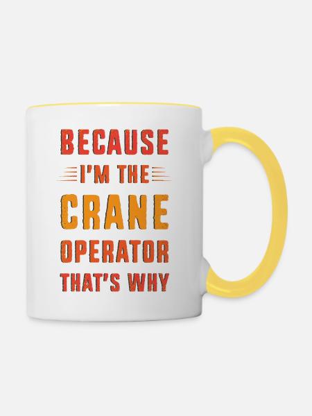 Kranführer Kran - Tasse zweifarbig - Weiß/Gelb