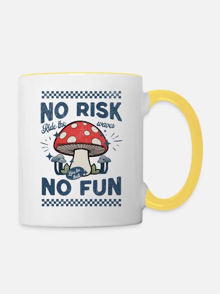 Pilz-Motiv: Ride the waves - Tasse zweifarbig - Weiß/Gelb