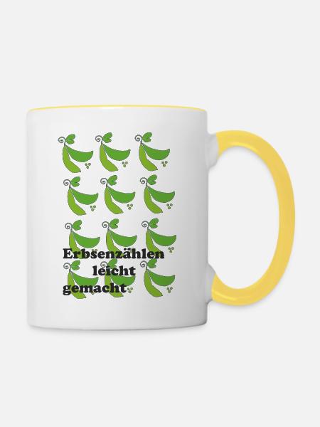 Erbsenzaehlen_leicht_gemacht - Tasse zweifarbig - Weiß/Gelb