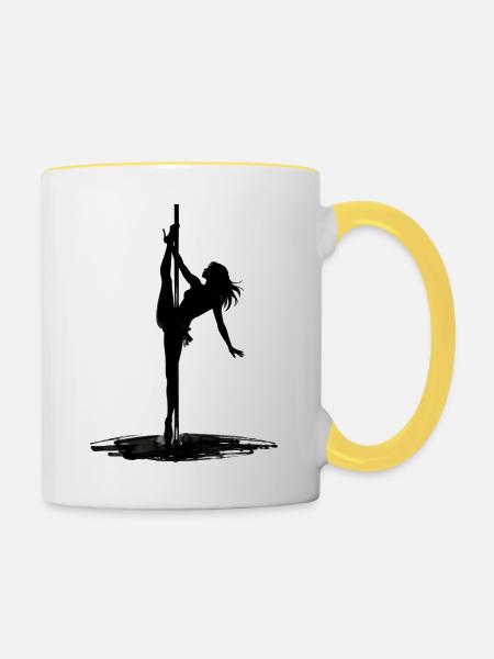 Pole Dance Silhouette – Ästhetische Kunst - Tasse zweifarbig - Weiß/Gelb