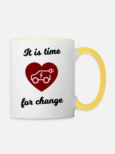 Herz EV-Liebe Icon - Tasse zweifarbig - Weiß/Gelb