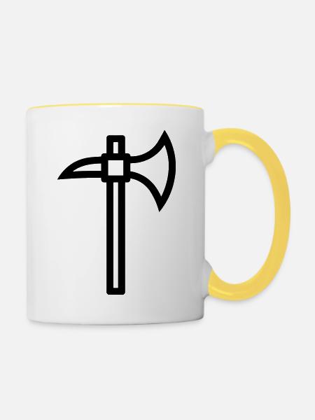 Axt - Tasse zweifarbig - Weiß/Gelb