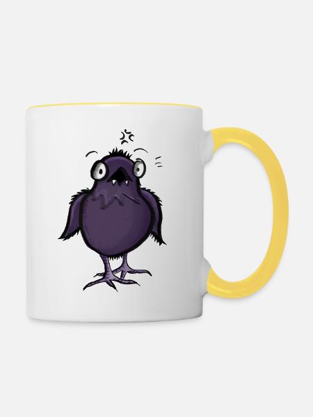 Monster Raven Charakter - Tasse zweifarbig - Weiß/Gelb