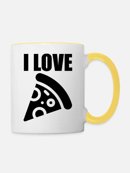 Ich liebe Pizza - Tasse zweifarbig - Weiß/Gelb