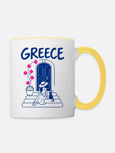 Griechischer Sommer - Tasse zweifarbig - Weiß/Gelb