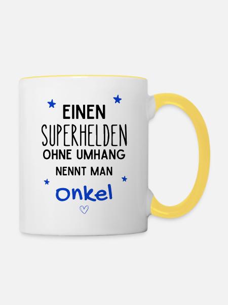 Onkel Superheld - Tasse zweifarbig - Weiß/Gelb