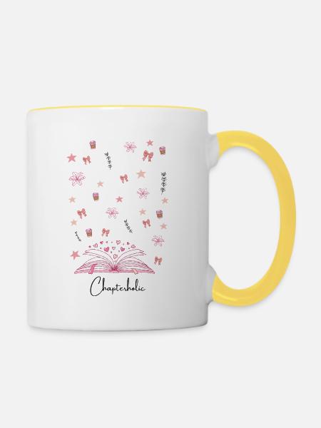 Lesezauber Herzbuch Funken - Tasse zweifarbig - Weiß/Gelb
