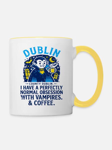 County Dublin Vampire And Coffee Obsession - Tasse zweifarbig - Weiß/Gelb