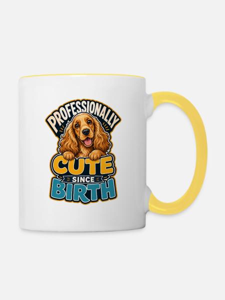 Englischer Cocker Spaniel - Tasse zweifarbig - Weiß/Gelb