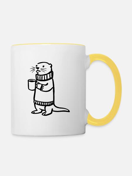 Otter Graphic - Tasse zweifarbig - Weiß/Gelb