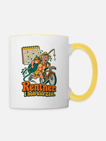 Rentner I hob koa Zeit - Tasse zweifarbig - Weiß/Gelb