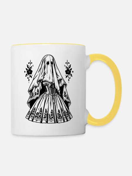 Dunkle viktorianische Geisterkunst - Tasse zweifarbig - Weiß/Gelb