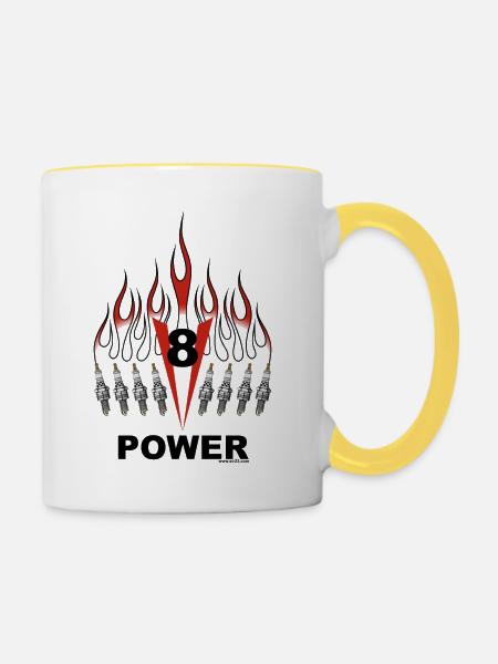 v8 - Tasse zweifarbig - Weiß/Gelb