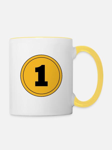 Nummer 1 - Tasse zweifarbig - Weiß/Gelb