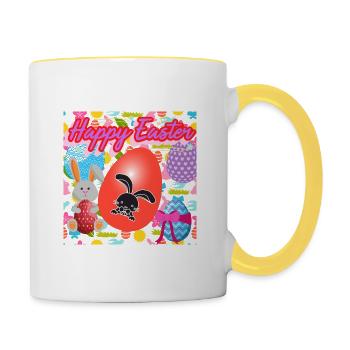Frohe Feiertage - Tasse zweifarbig - Weiß/Gelb - Rechts