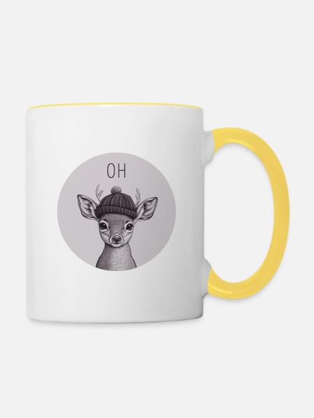 Oh Deer - Tasse zweifarbig - Weiß/Gelb
