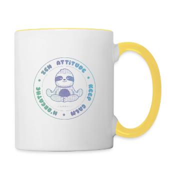 Zen Sloth - Cute Animal - Contrasting Mug - white/yellow - Right