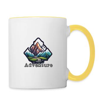 Aventure / Montagne / Pics / Randonnée / Tyrol - Mug contrasté - blanc/jaune - Droite