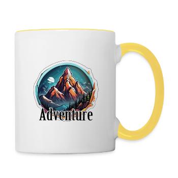 Aventure / Montagne / Pics / Randonnée / Tyrol - Mug contrasté - blanc/jaune - Droite