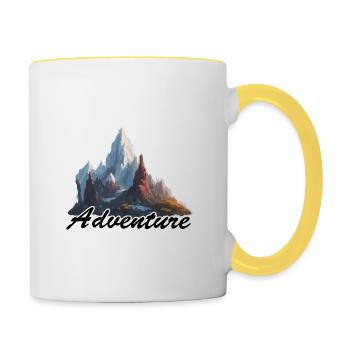 Aventure / Montagne / Pics / Randonnée / Tyrol - Mug contrasté - blanc/jaune - Droite
