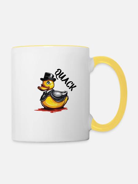 Gummiente / Badeente / Wasser / Badewanne - Tasse zweifarbig - Weiß/Gelb