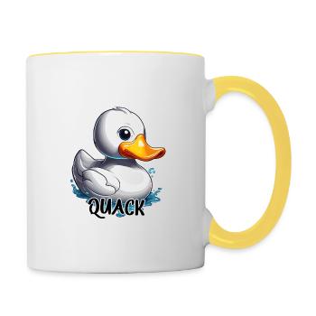 Gummiente / Badeente / Wasser / Badewanne - Tasse zweifarbig - Weiß/Gelb - Rechts