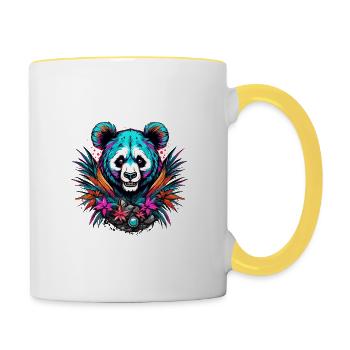 Tattoo / Animal / Art / Cool / Comic / Panda - Contrasting Mug - white/yellow - Right
