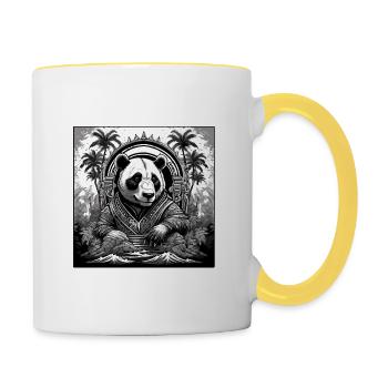 Tattoo / Animal / Art / Cool / Comic / Panda - Contrasting Mug - white/yellow - Right