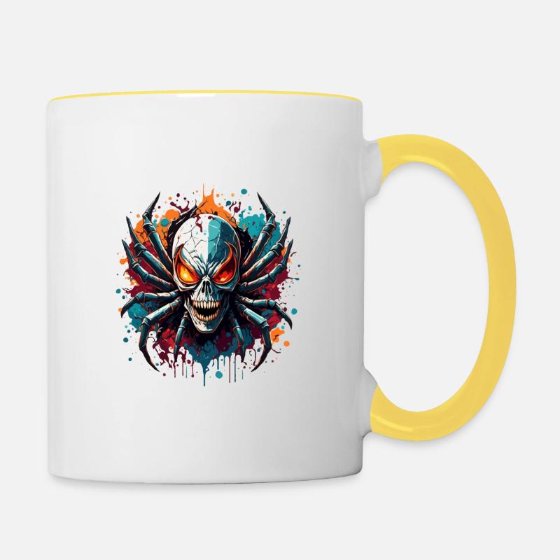 Spider / Web / Pet / Reptile / Eight-legged - Contrasting Mug - white/yellow