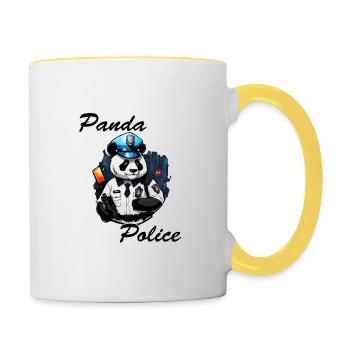 Panda / Tier / Zoo / Bambus / Wild / Kindlich - Tasse zweifarbig - Weiß/Gelb - Rechts