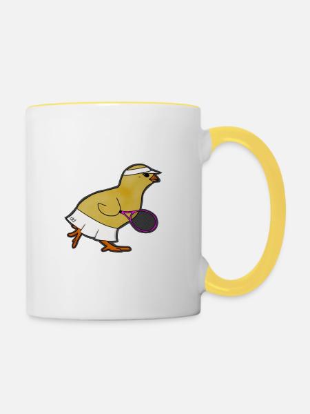 Tennis Chick Running - Contrasting Mug - white/yellow