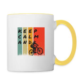 KEEP CALM AND BIKE! - Tasse zweifarbig - Weiß/Gelb - Rechts