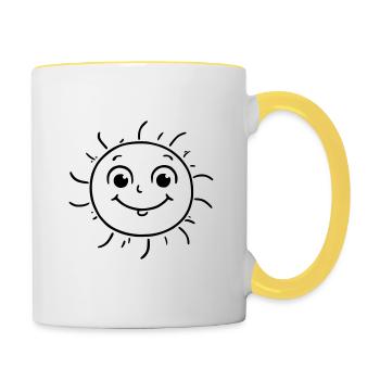 Lachende Sonne als Vektorgrafik - Tasse zweifarbig - Weiß/Gelb - Rechts