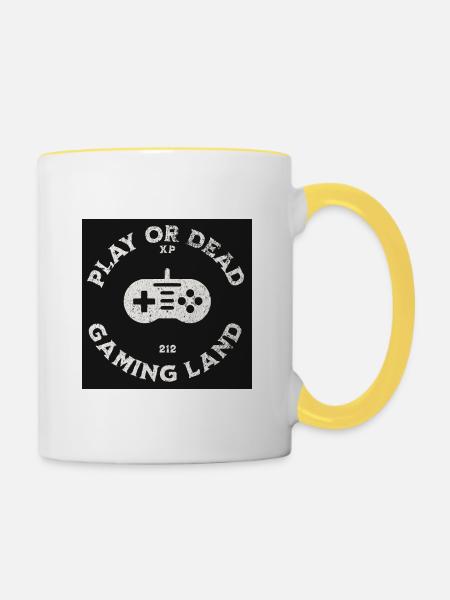 Retro Gaming Controller Design - Tasse zweifarbig - Weiß/Gelb