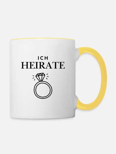 Ich Heirate - Tasse zweifarbig - Weiß/Gelb