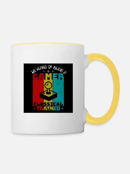 Retro Gamer 18. Jubiläum - Tasse zweifarbig - Weiß/Gelb