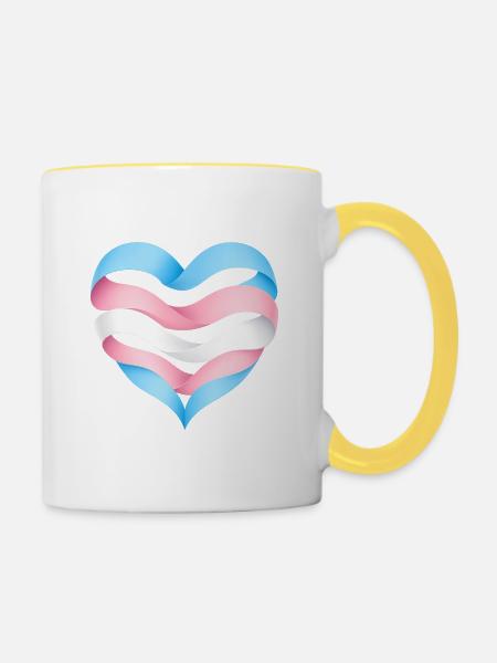 Transgender Herzdesign S1 - Tasse zweifarbig - Weiß/Gelb