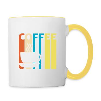 Café | tasse à café, café au lait, expresso, cappuccino - Mug contrasté - blanc/jaune - Droite