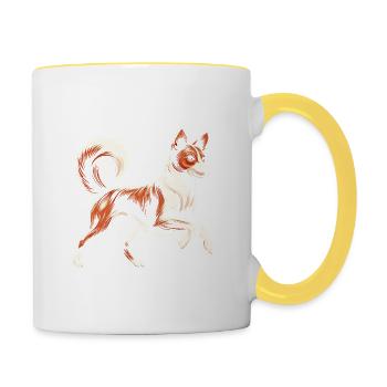 Basenji - Mug contrasté - blanc/jaune - Droite