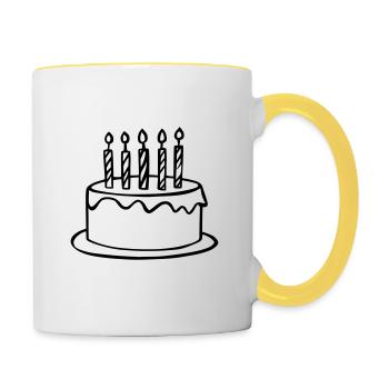Gâteau d’anniversaire – Conception de célébration sucrée - Mug contrasté - blanc/jaune - Droite