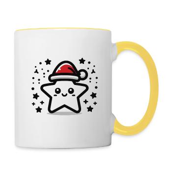 Étoile Mignon Poinsettia - Mug contrasté - blanc/jaune - Droite