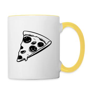 Pizza Outline – Funny Food Motif - Contrasting Mug - white/yellow - Right