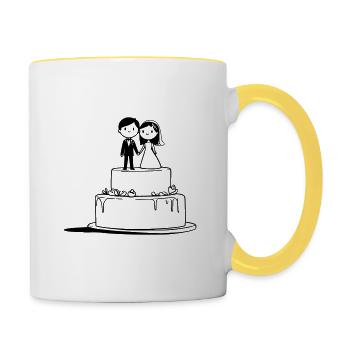 Wedding Cake – Romantic Design - Contrasting Mug - white/yellow - Right