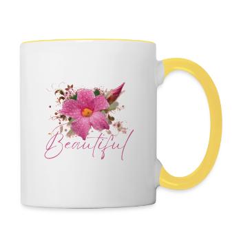 Fleurs Beautiful Parvati - Mug contrasté - blanc/jaune - Droite