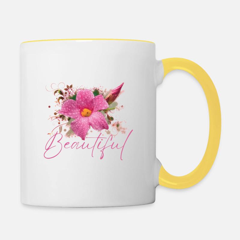 Fleurs Beautiful Parvati - Mug contrasté - blanc/jaune